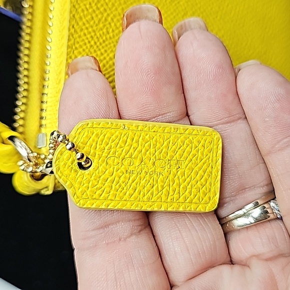 Coach Embossed Small L-Zip Wristlet In Leather (Yellow) - Picture 3 of 5